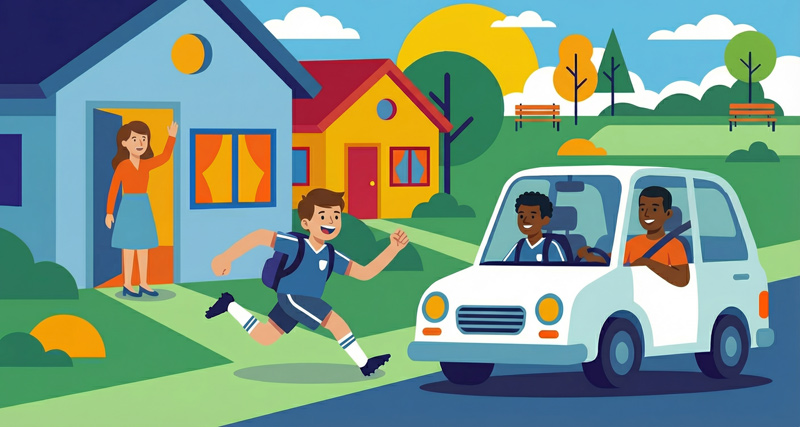 Families carpooling together